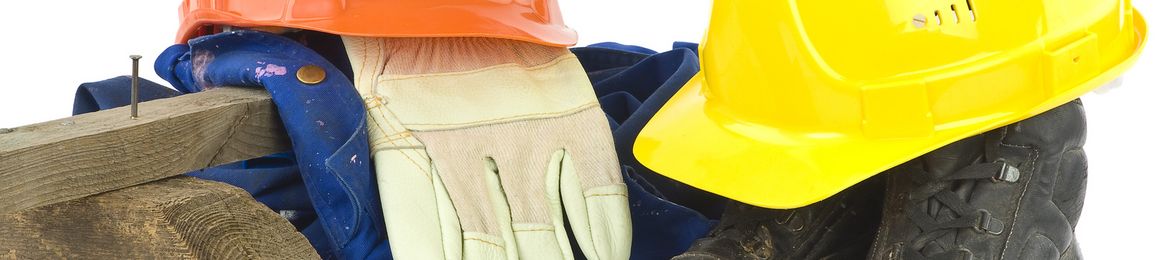 Arbeit auf Baustelle / Symbolfoto Arbeitsschutzbekleidung eines Bauarbeiters