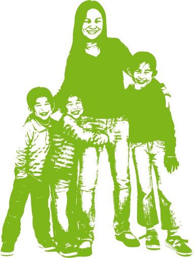 Familienfoto in grün