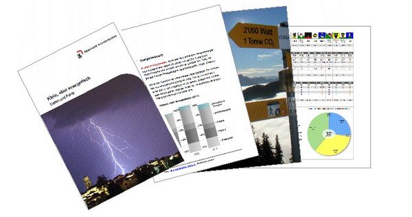 verschiedene Broschüren zum Thema Strom